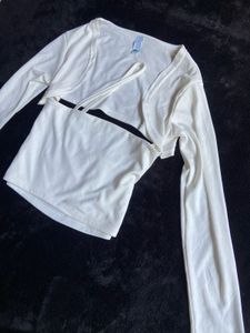 White Cropped Top with Cardigan