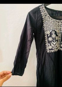 Embroidered Black Kurta