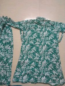 Teal Green Leaf Print Co-ord Set