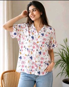 Chic Floral Print Button-Up Shirt