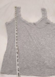 Grey Lace Trim Cami Top