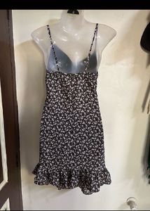 Floral Ruched Mini Dress with Ruffle Hem