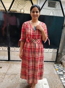 Premium Red &amp; White Checkered  Maxi Dress