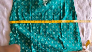 Teal Printed Kurta set with Embroidery