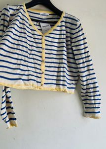 Korean Striped Button-Down Cardigan