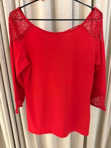 Red Lace Detail Top