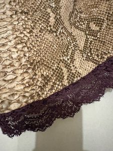 Snake Print Lace Trim Sleep Shorts
