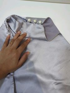 Elegant silver Satin party top