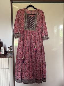 Embroidered Tiered Cotton Kurta
