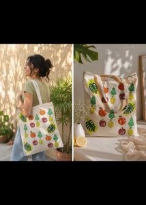tropical fruit tote bag
