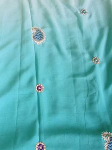 Beautiful Blue Ombre Saree with attached blouse