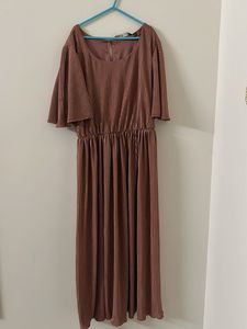 Elegant Pleated Flutter Sleeve Dress