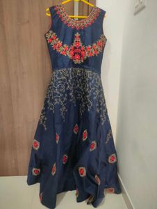 Embroidered Navy Maxi Dress