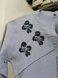 Striped Embroidered Kurti