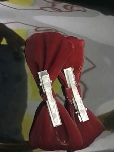 Burgundy Satin Bow Hair clip