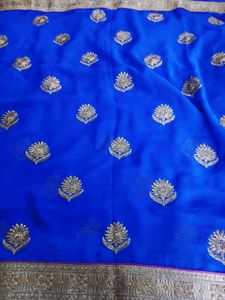 Elegant Blue Embroidered Saree
