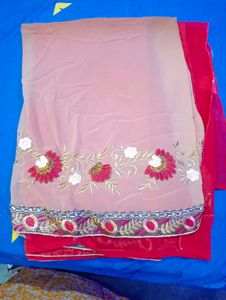 Red Embroidered Complete Saare