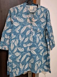 Blue Leaf Print Kurta