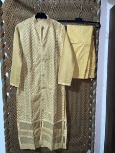 Elegant Gold Embellished Kurta Set
