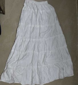 Flowy Tiered White Cotton Skirt