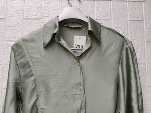 New with tag ZARA Satin Button-Up Shirt