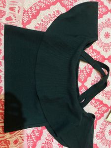 Off-Shoulder Black Crop Top
