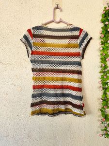 Striped Crochet Knit Top