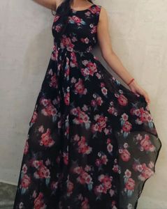 black floral maxi dress