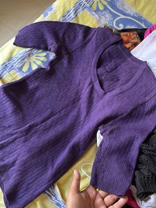 Purple Textured Knit Top