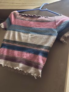 Striped Off-Shoulder Crop Top