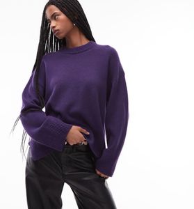 cashmere Purple Knit Pullover Sweater