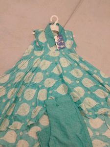 Blue Printed Kurta Set for Girls