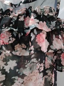 Floral Sheer Cold Shoulder Top