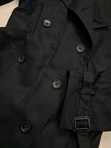 Classic Black Double-Breasted Trench Coat