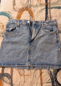 Sparkly Denim Mini Skirt