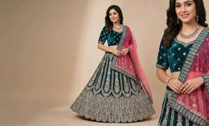 Elegant Teal Lehenga Choli ( with margin)
