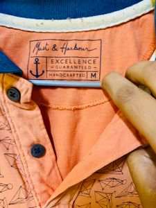 Orange T-shirt With Blue Color - Medium Size