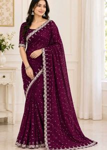 Stunning Purple Sequined Saree