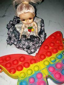 Doll with Butterfly Pop-It Toy pake of 2