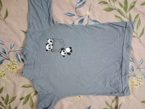Cute Panda Pocket T-Shirt and jump suit set