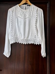 Elegant White Lace Vero Moda Crop Top