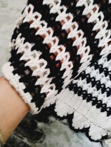 Chic Black &amp; White Crochet Cardigan