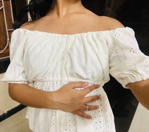 off shoulder summer friendly white Top