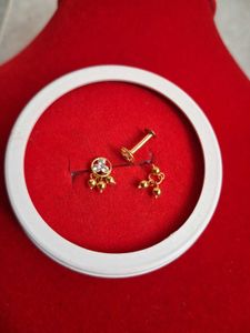 Gold Stud Earrings with Stones