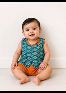 (3-12 month )kids Orange &amp; Teal Ethnic  Set