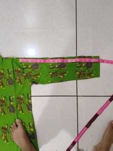 Vibrant Green Kurta with Indian Dance Motifs