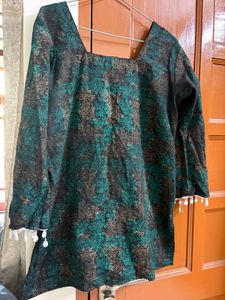 Green & Black Printed Kurta
