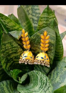 Yellow Jhumka Earrings