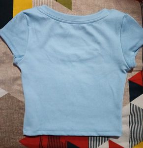 Light Blue Ribbed Crop Top