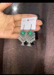 Oxidized Silver Jhumka Earrings